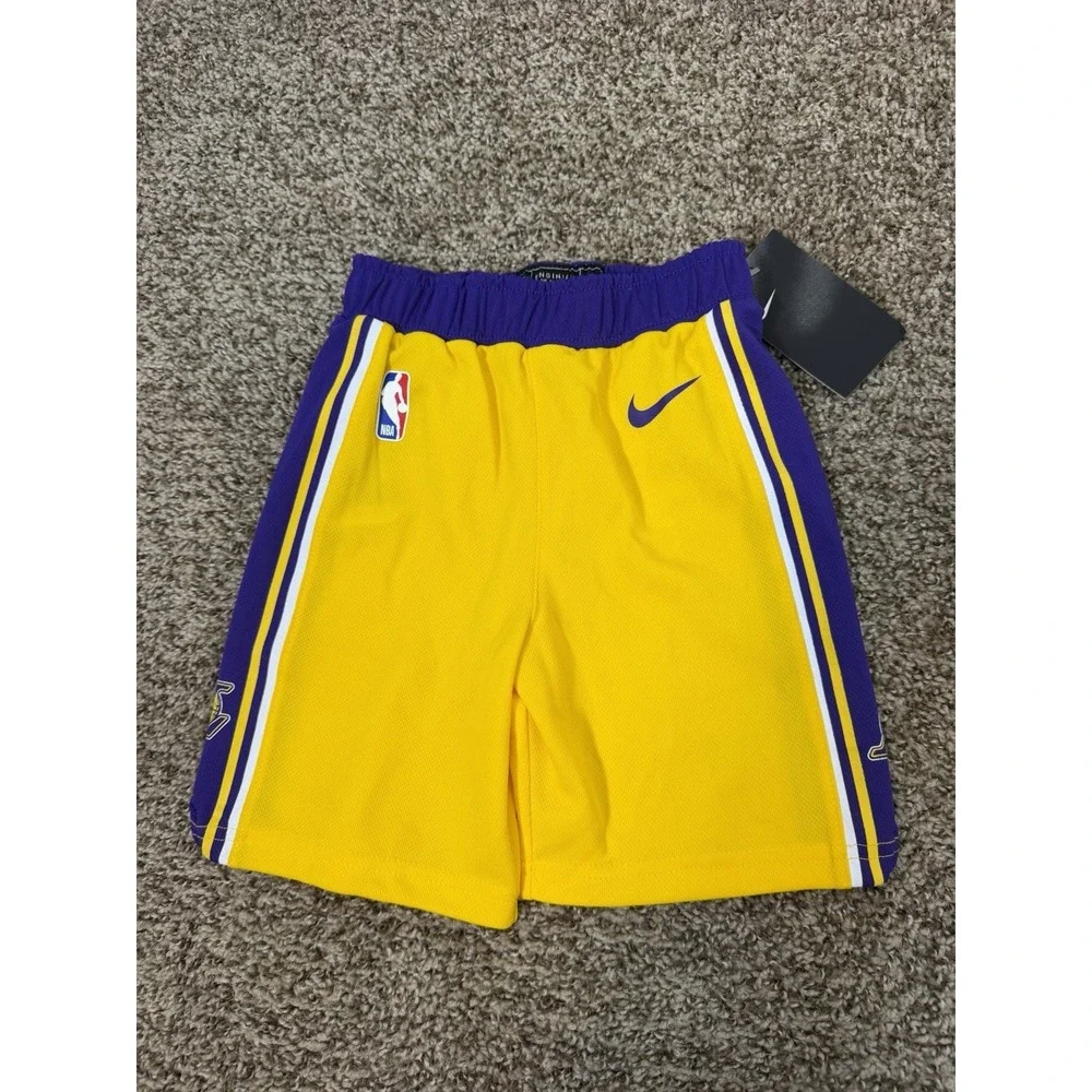 Nike Los Angeles Lakers NBA Basketball Yellow Shorts Youth Size 4T Kids
